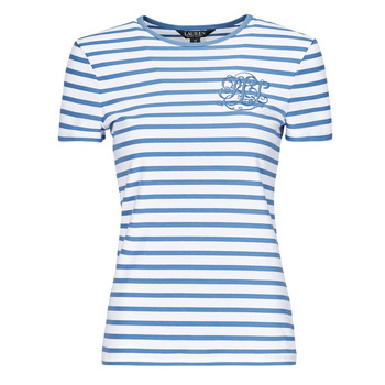 Kleidung Damen T-Shirts Lauren Ralph Lauren ALLI-SHORT SLEEVE-T-SHIRT Weiß / Blau