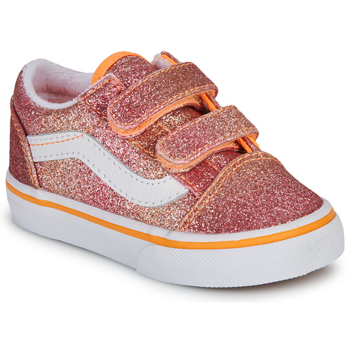 Schuhe Mädchen Sneaker Low Vans Old Skool V SUNRISE GLITTER MULTI/TRUE WHITE Orange / Rot