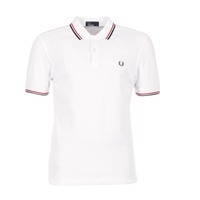 Kleidung Herren Polohemden Fred Perry SLIM FIT TWIN TIPPED Weiß / Rot