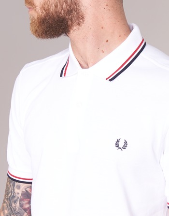 Fred Perry SLIM FIT TWIN TIPPED Bianco / Rosso