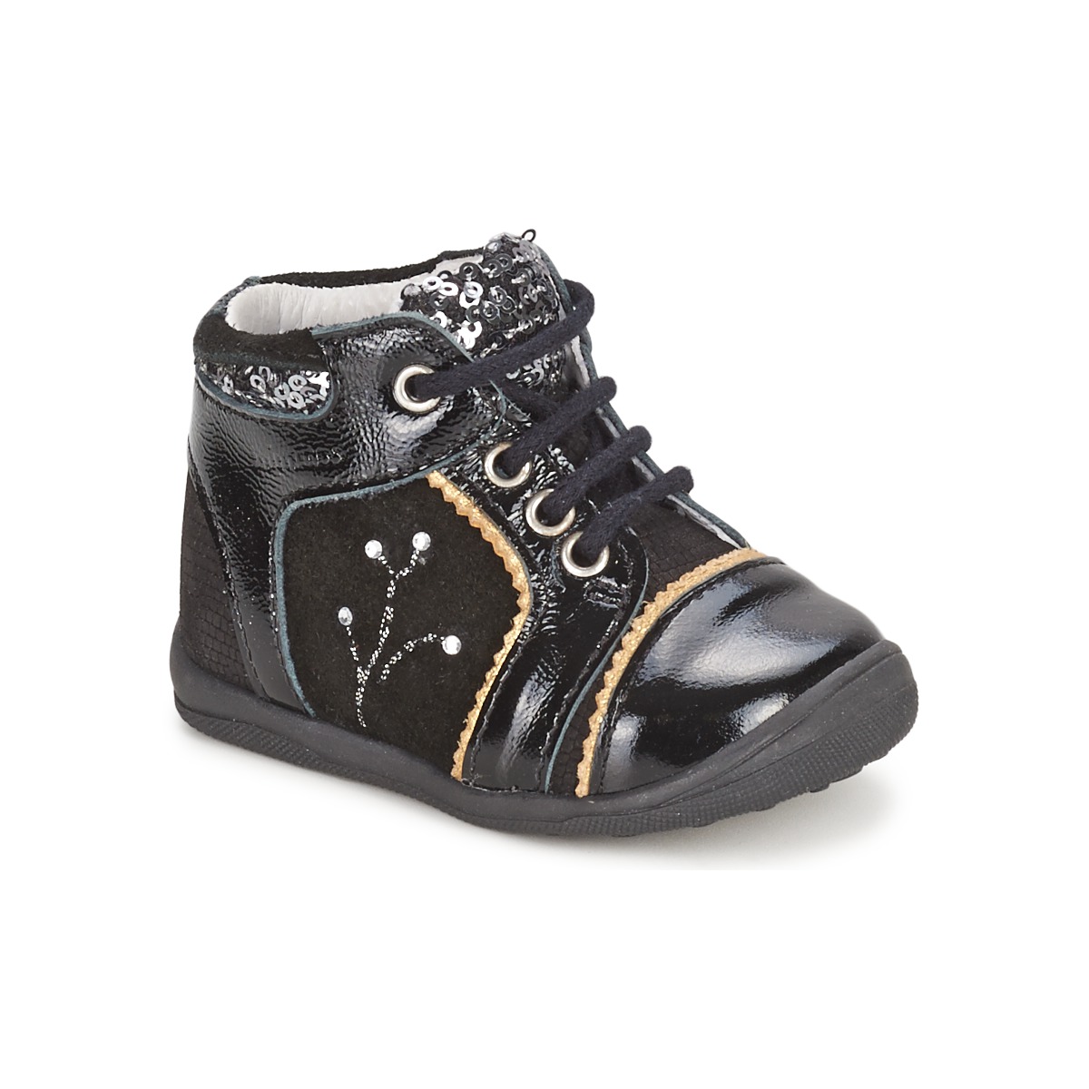 Chaussures Fille Boots Catimini CALINE VNS NOIR-PAILLET DPF/GLUCK