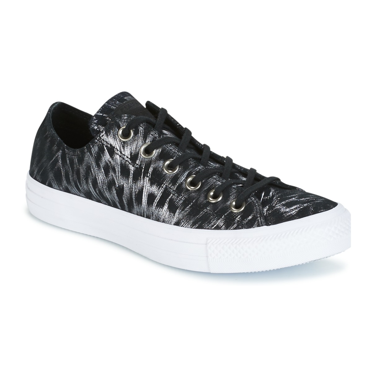 Schuhe Damen Sneaker Low Converse CHUCK TAYLOR ALL STAR SHIMMER SUEDE OX BLACK/BLACK/WHITE Weiß