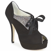 Chaussures Femme Low boots Terry de Havilland EMMA CRYSTAL BLACK SUEDE / SILVER CRYSTAL